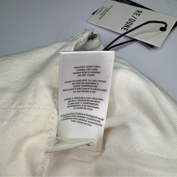 Re/Done Denim women’s Vintage white skirt sz 24 studs 90’s YTK Festival biker - Picture 9 of 11